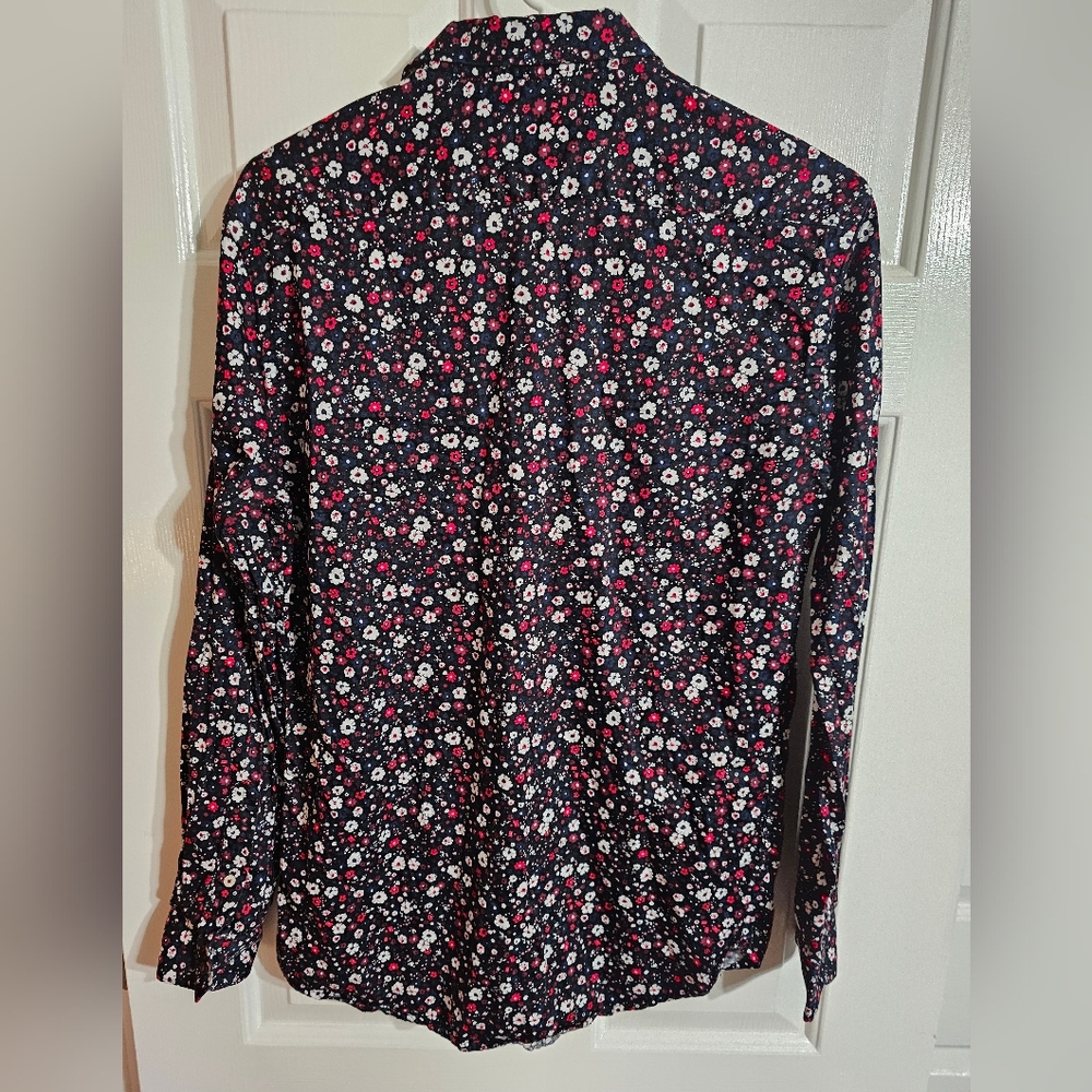 Zara Mens Large Slim Fit Shirt Black Floral Button Up Y2K Indie Retro - Picture 3 of 6